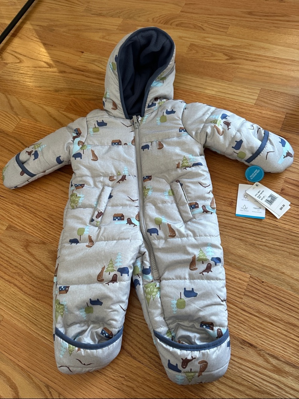 NWT 6m CARTER’S BOY SNOWSUIT WOODLAND PRINT winter gear foot hand covers snow